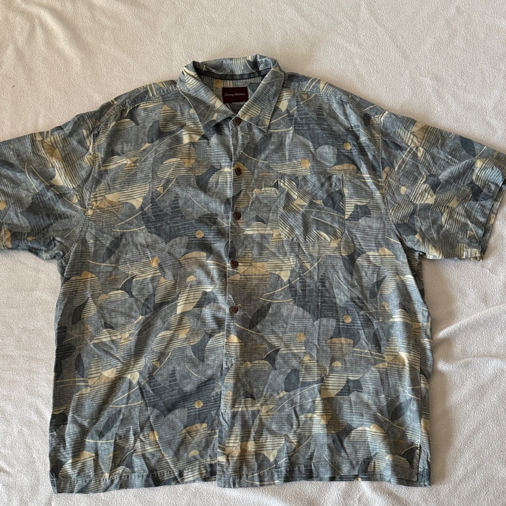 Tommy Bahama Blue and Cream Silk Shirt